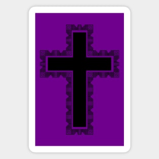 Black Christian Cross With Purple Frame Magnet